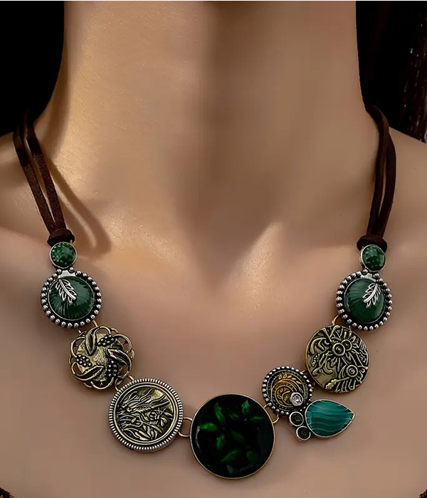 Vintage multi disc link necklace