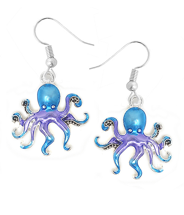 Epoxy octopus earring