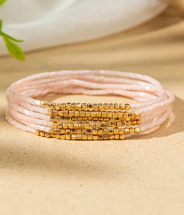 Multi seedbead 6 piece stretch bracelet set