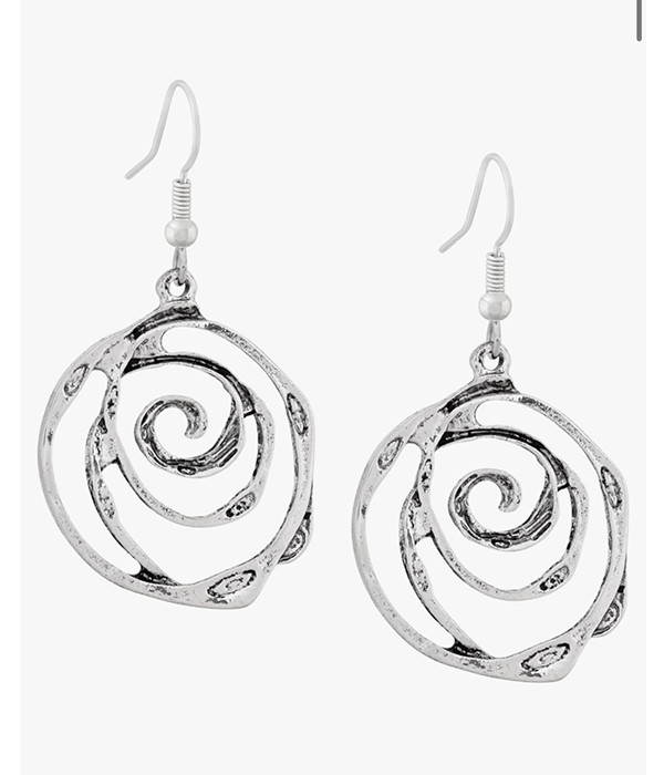 Retro style metal swirl earring
