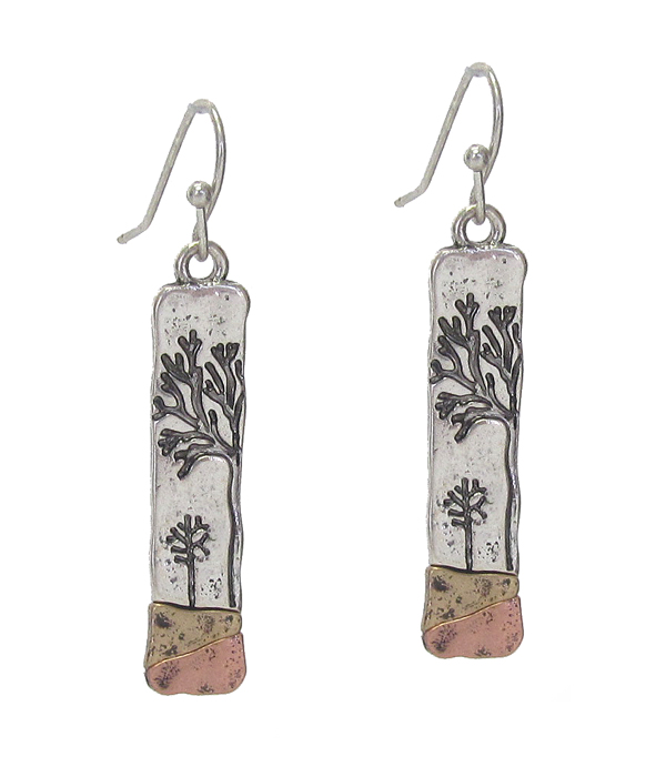 Tree of life metal bar earring