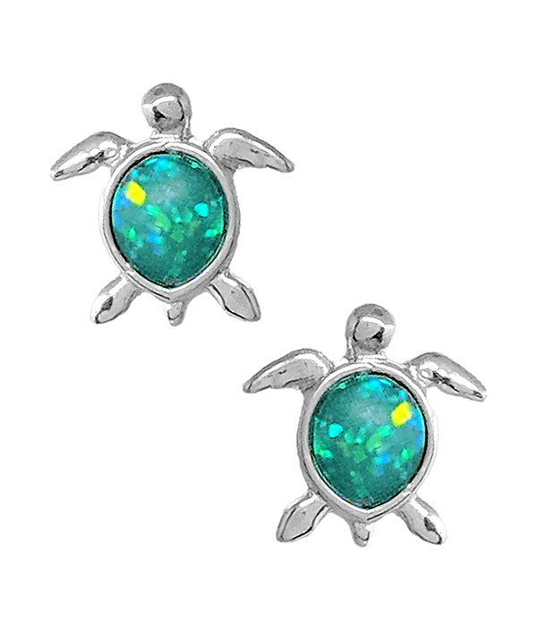 Sealife theme opal earring - turtle