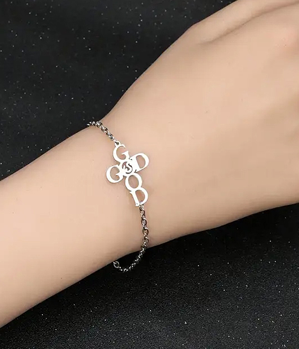 Stainless steel cross bracelet - god is good