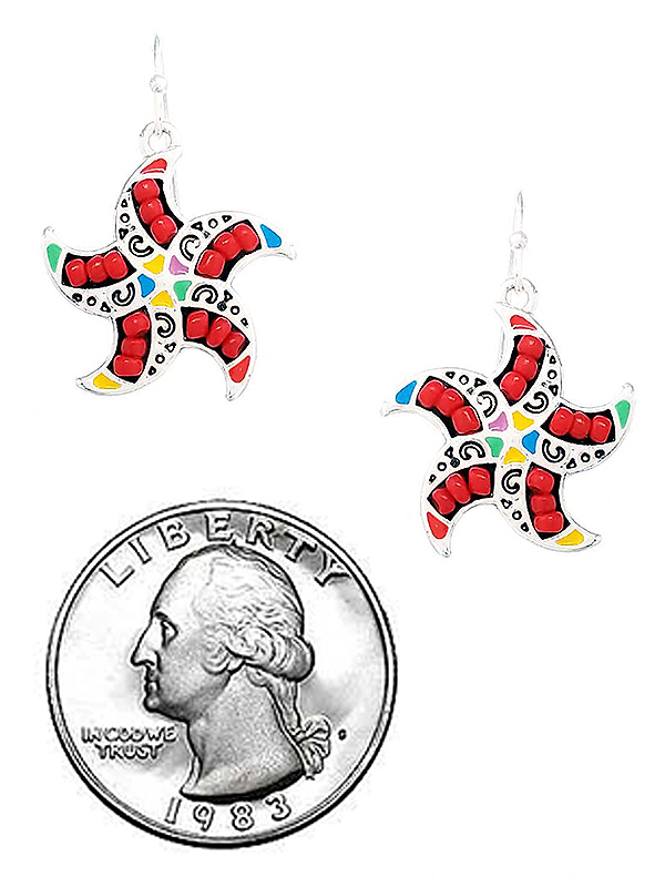 SEALIFE THEME SEEDBEAD AND EPOXY EARRING - STARFISH