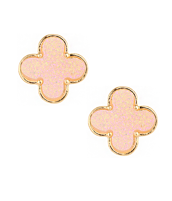 Druzy quatrefoil earring