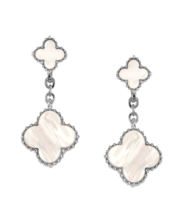 Double quatrefoil druzy dangle earring