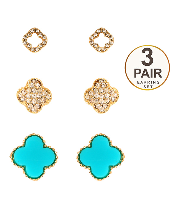 Quatrefoil 3 pair earring set