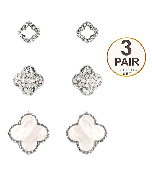 Quatrefoil 3 pair earring set