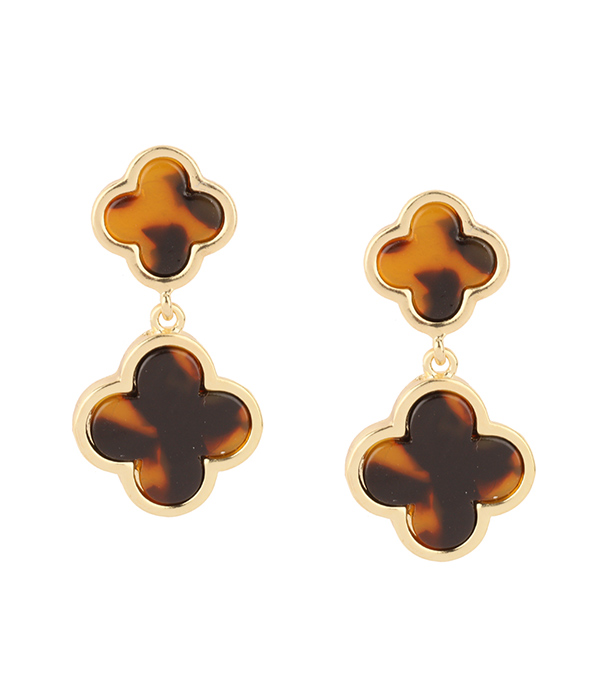 Double quatrefoil dangle earring