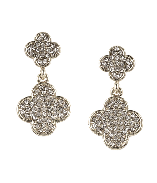 Rhinestone double quatrefoil dangle earring