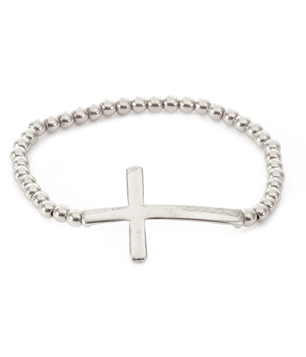 Metal cross stretch bracelet