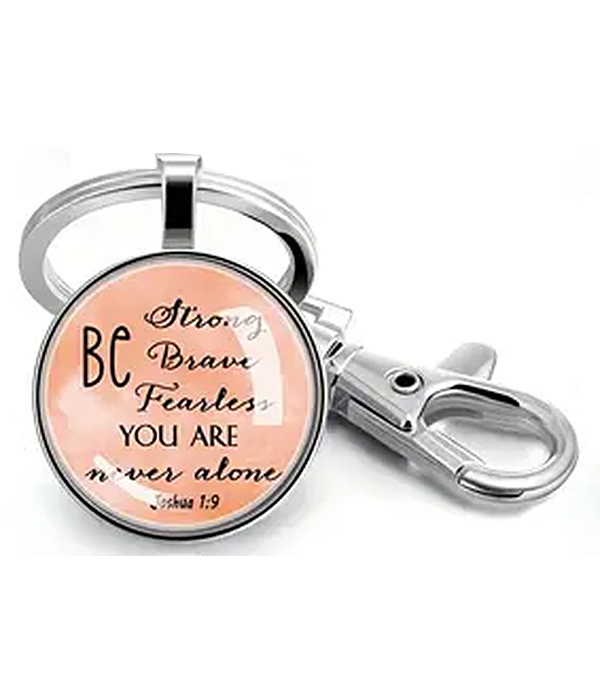 Religious inspiration puffy glass keychain - you are  never alone