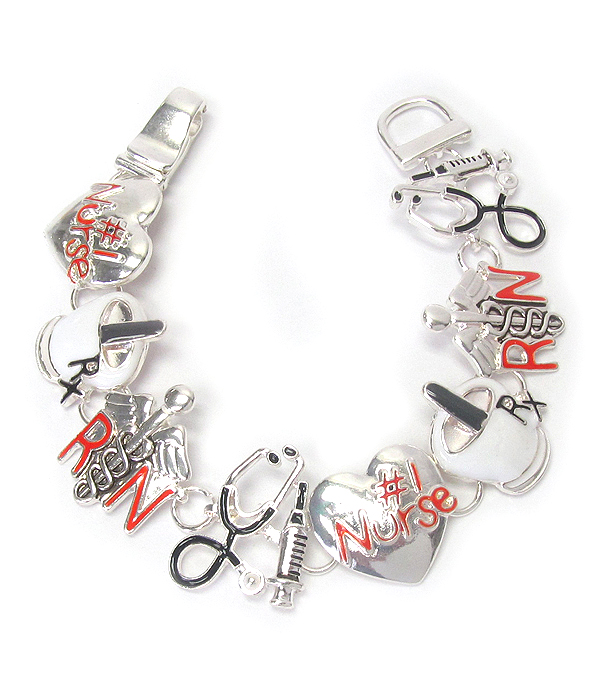 Epoxy theme charm magnetic bracelet - nurse