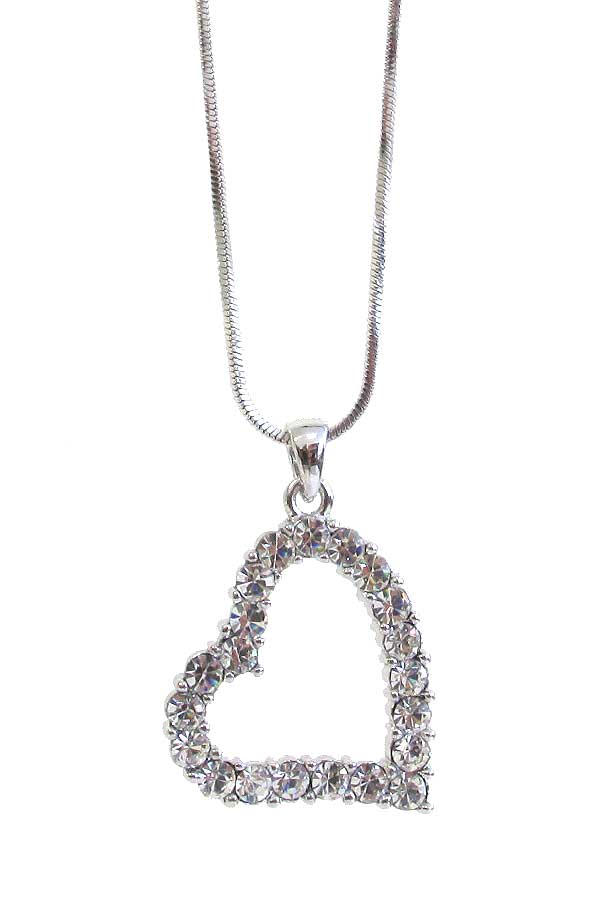 Made in korea whitegold plating heart pendant necklace