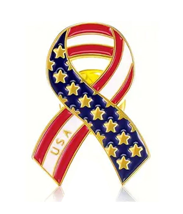 Patrioric theme american flag pin - ribbon