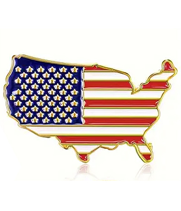 Patrioric theme american flag pin - us map