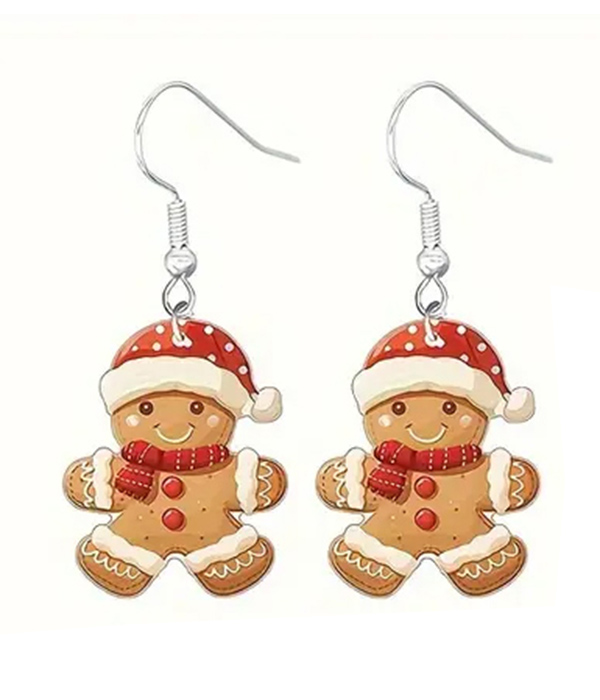 Christmas theme acrylic earring - gingerbread