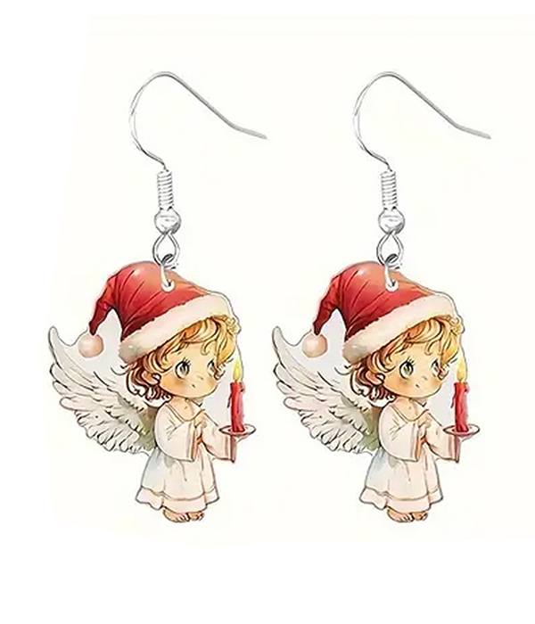 Christmas theme acrylic earring - angel