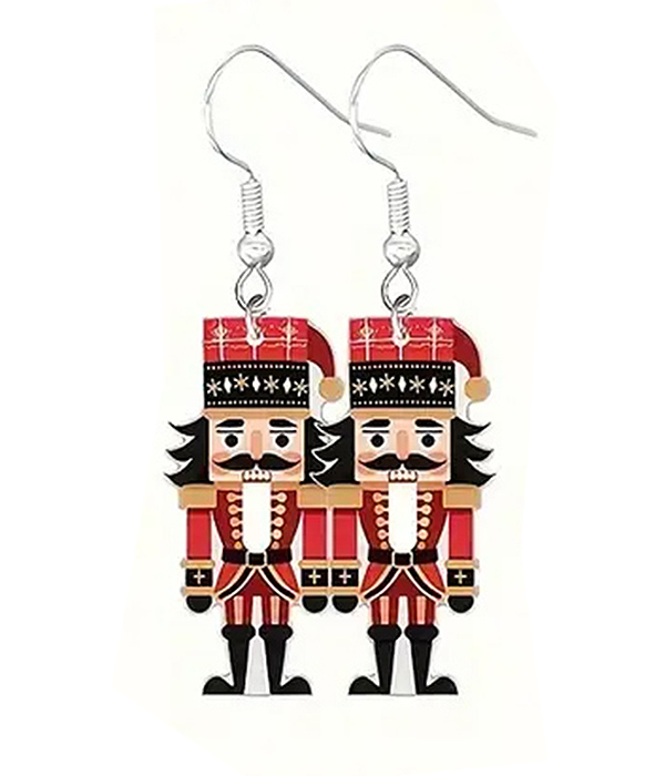 Christmas theme acrylic earring - nutcracker