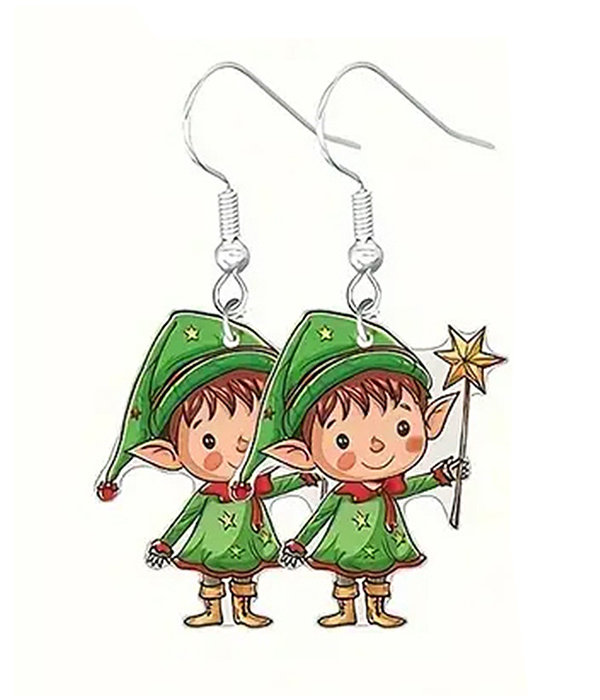 Christmas theme acrylic earring - elf