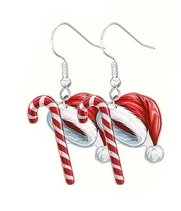 Christmas theme acrylic earring - candy cane