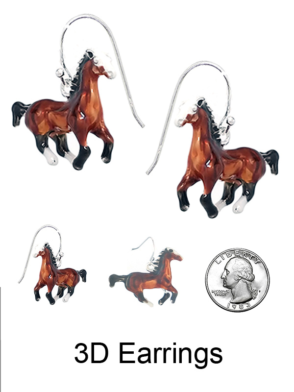 WESTERN THEME 3D EPOXY EARRING - HORSE