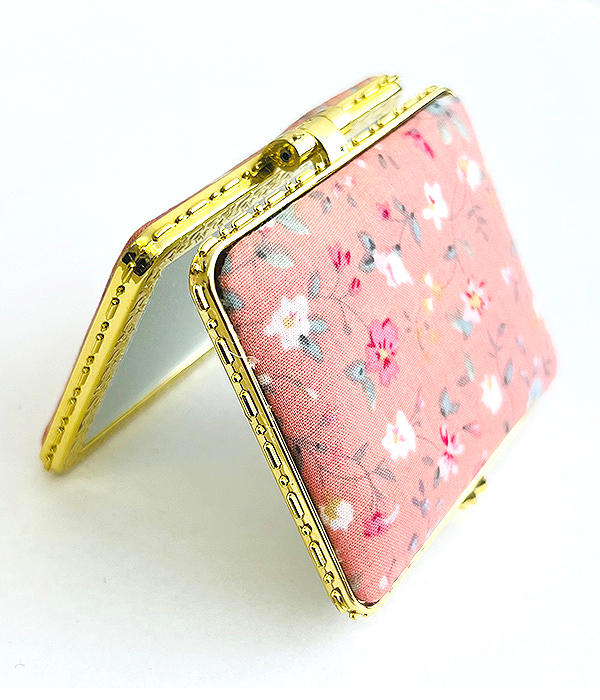 Flower pattern portable folding makeup mirror - square