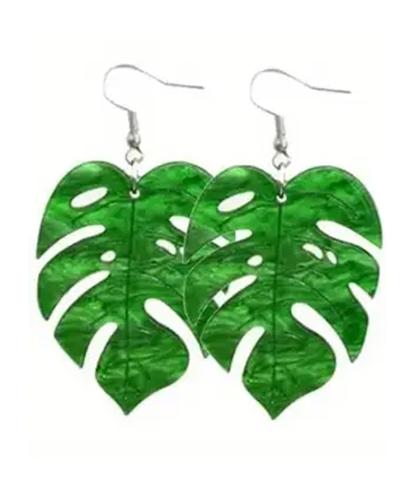 Tropical theme acrylic earring - giant leaf