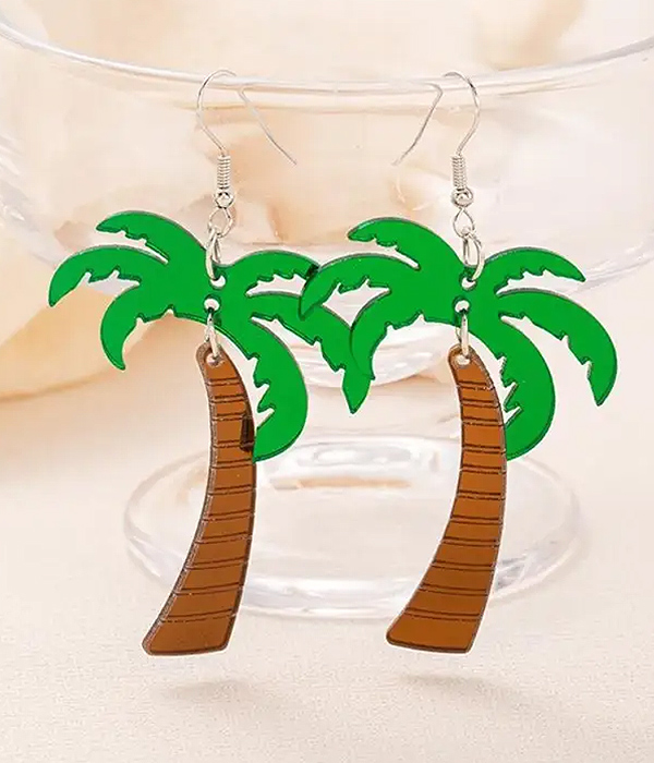 Tropical theme acrylic earring - palm tree