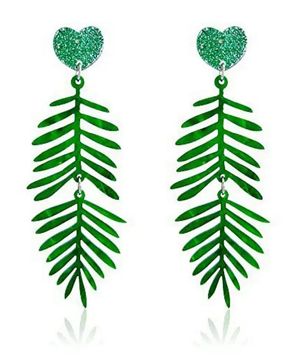 Tropical theme acrylic earring - leaf