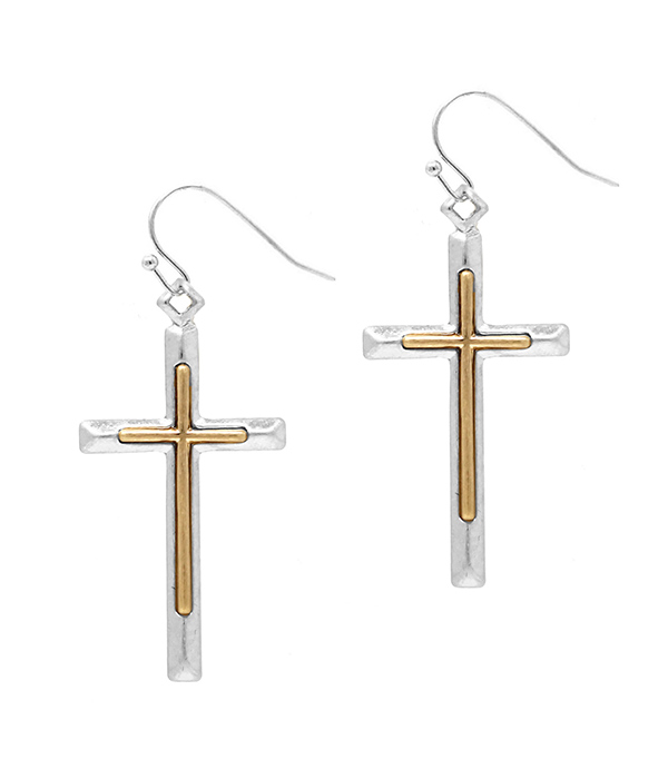 Metal cross earring