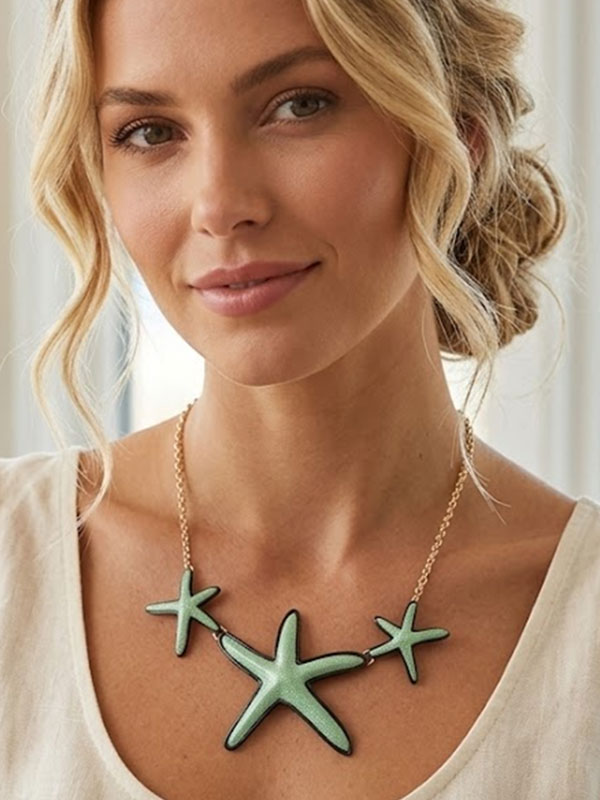 Multi starfish link statement necklace