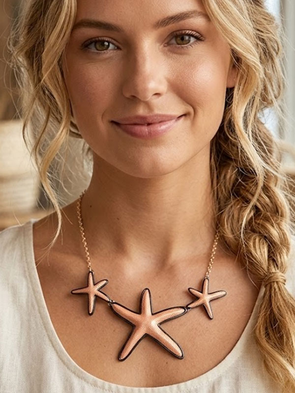 Multi starfish link statement necklace
