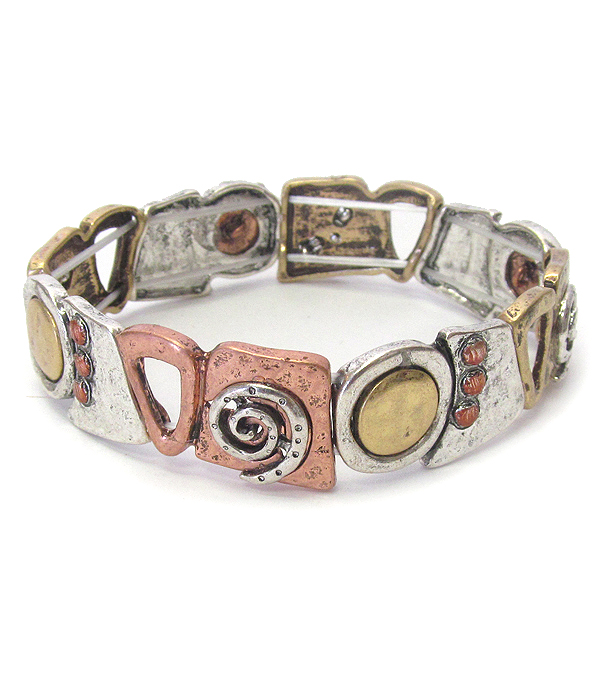 Vintage metal geometric stretch bracelet