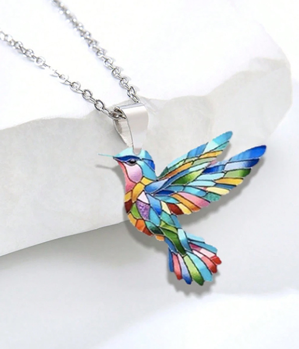 Acrylic hummingbird necklace