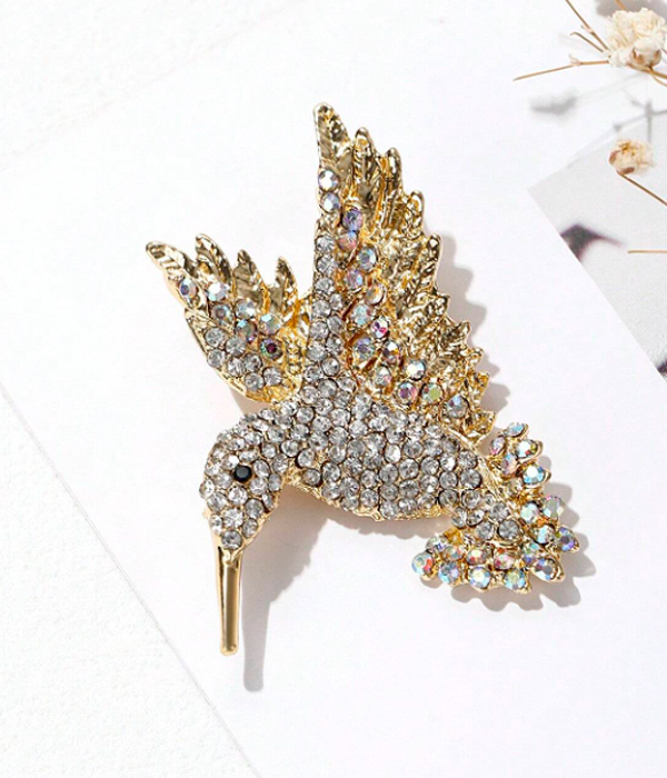 Rhinestone hummingbird brooch or pin