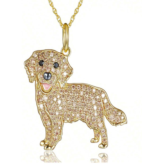 Pet lovers theme dog necklace - golden retriever