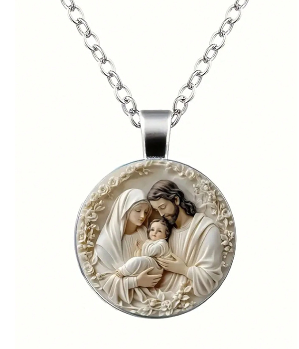 Jesus born glass dome pendant necklace