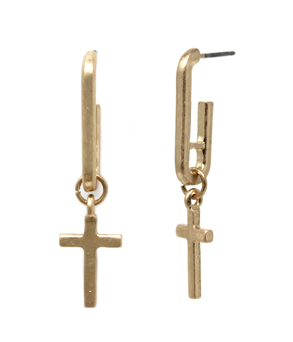 Cross drop earring