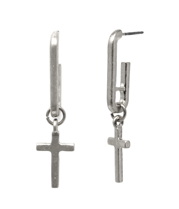 Cross drop earring