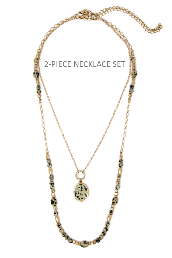 Semi precious stone 2 piece necklace set