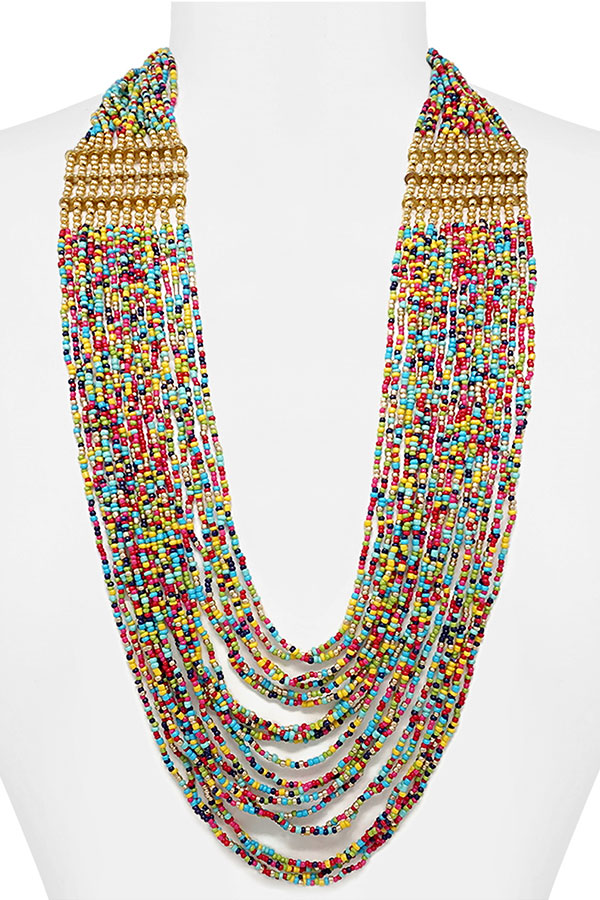 Seedbead multi layer chunky necklace