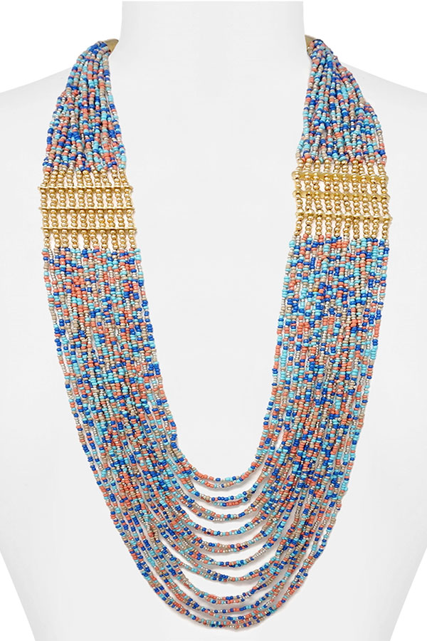 Seedbead multi layer chunky necklace