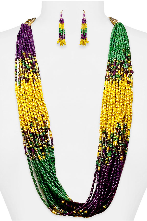 Seedbead multi layer chunky necklace