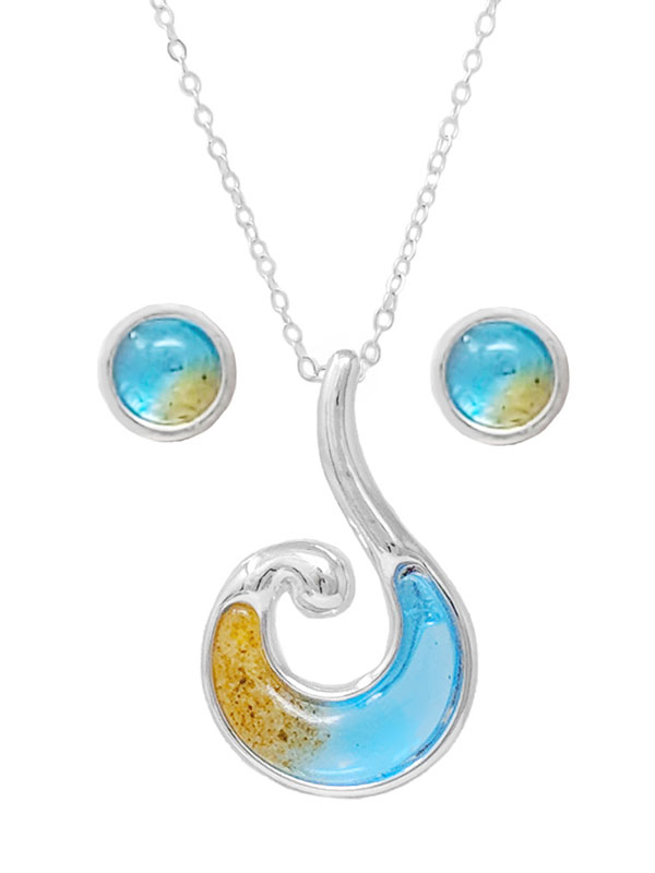 Sealife theme sand and ocean inspired necklace set - wave