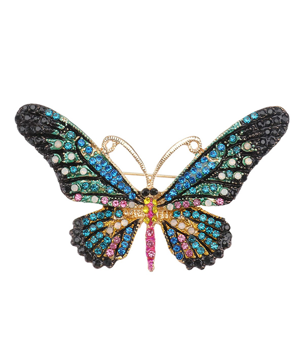 Rhinestone butterfly brooch