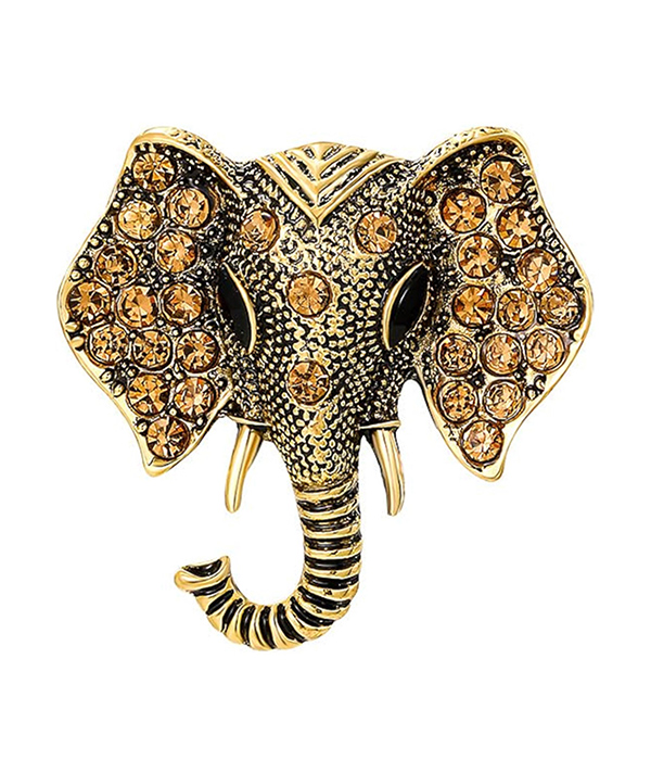 Rhinestone elephant brooch