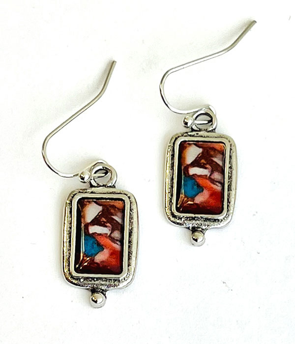 Antique silver marble inspired earring