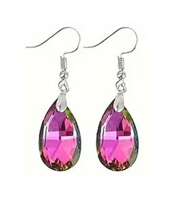 Facet stone teardrop earring