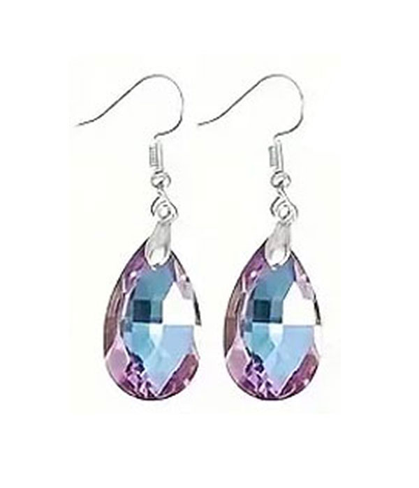 Facet stone teardrop earring